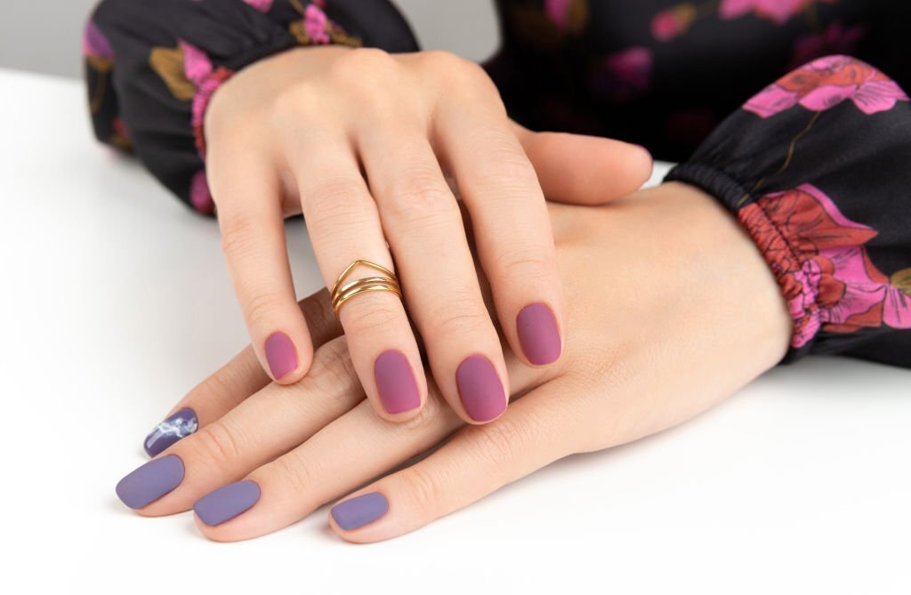 24 Lilac Purple Matte Long Press On Nails Coffin Medium Glue on lavend –  surethings.net